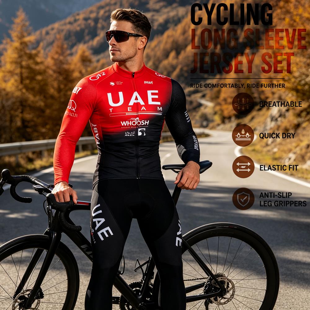 Cycling Gear Leaderboard - 春夏用長袖サイクリングジャージセット、ビブパンツ、サイクリングウェア、プロチーム用バイクユニフォーム、メンズ用自転車ウェア、サイクルジャージ。