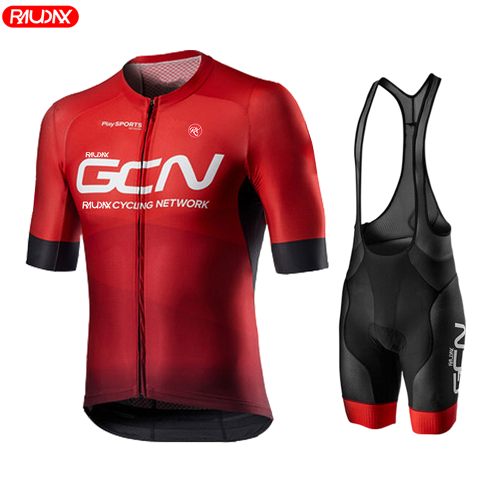 Cycling Gear Leaderboard - 2026 Raudax Gcn 夏半袖ジャージ通気性ロードバイクユニフォーム MTB シャツ自転車男性サイクリング服セット