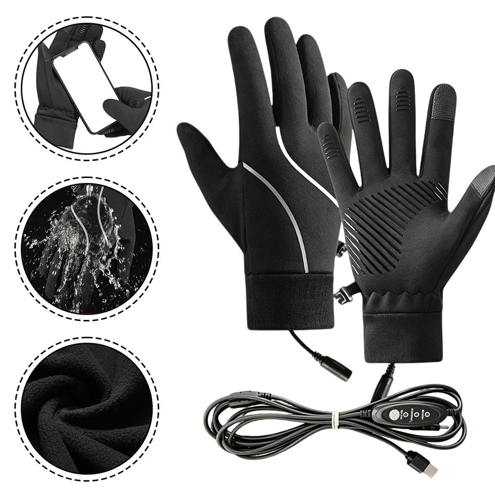 Cycling Glove - 充電式ヒーター内蔵手袋。冬用、フリース素材、タッチスクリーン対応、防風、防寒。サイクリング、バイク、アウトドア活動に最適。