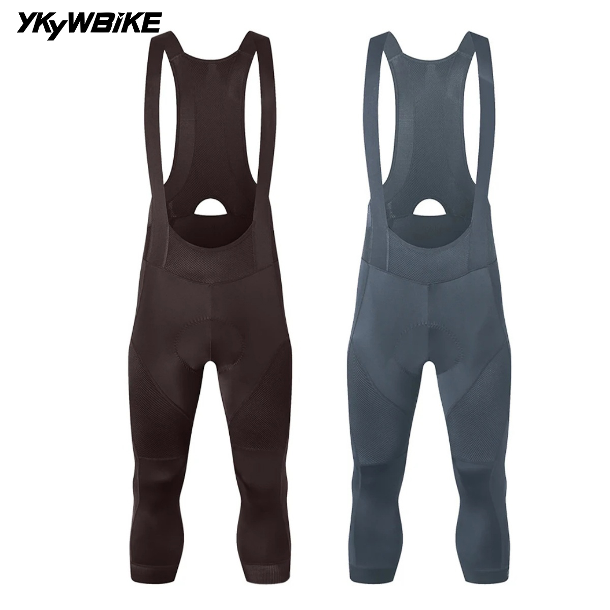 Ykyw Cycling Gear - Ykywメンズ夏3/4サイクルビブショーツダークブルーコーヒーダークグレー自転車タイツパンツスポーツmtb自転車ショーツ4時間乗りパッド入り