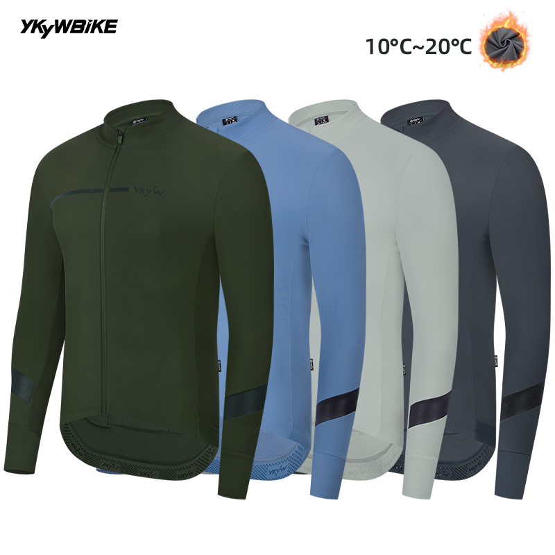 Ykyw Cycling Gear - Ykyw 秋冬メンズプロサイクリングロングスリーブジャケットサーマルフリース暖かさ自転車ジャージーロードバイク服通気性トップス