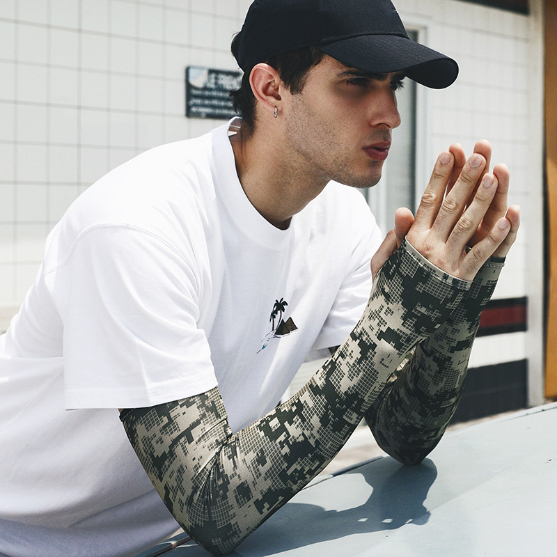 Uv ソーラーアームスリーブ男性夏迷彩アイスシルク長袖屋外釣 - Cycling Glove のレビューと価格